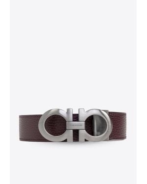 Ferragamo Reversible Leather Gancini Belt - White