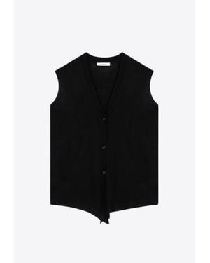 The Row Essential Wool Waistcoat Cardigan - Black