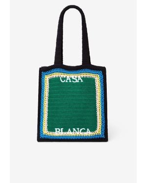 CASABLANCA Crochet Knit Tote Bag - Green