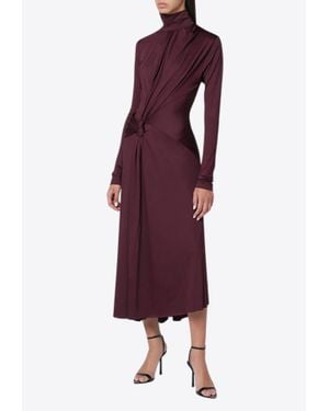 Victoria Beckham High-Neck Knotted Midi Dress - Red