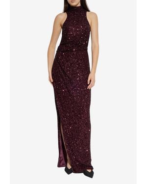 Balmain Sequined Sleeveless Dress - Red