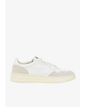 Autry Medalist Leather And Suede Sneakers - White