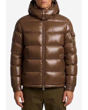 Moncler Maya Lacquered Down Jacket - Brown
