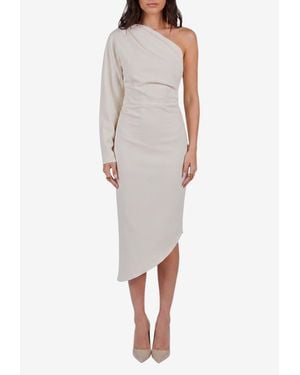 FEDERICA TOSI Asymmetric One-Shoulder Midi Dress - White