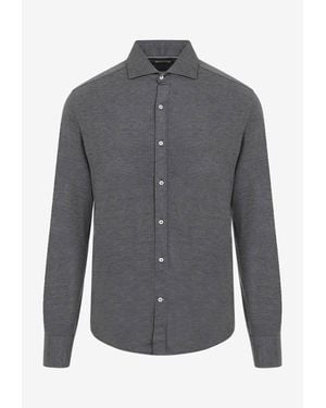 Brunello Cucinelli Classic-Collar Long-Sleeved Shirt - Grey