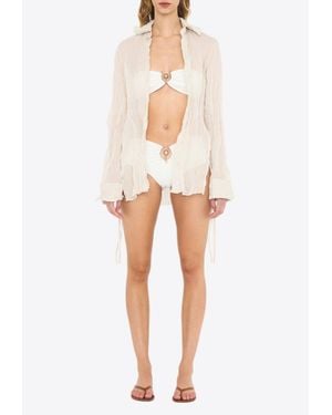 Christopher Esber Crushed Side-Tie Long-Sleeved Shirt - White