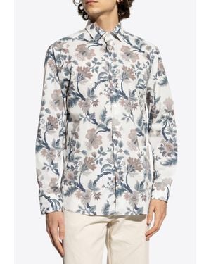 Etro Floral Print Long-Sleeved Shirt - Gray
