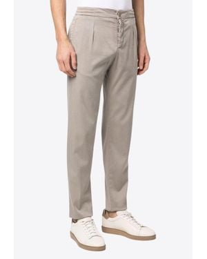 Kiton Straight-Leg Wool Pants - Natural