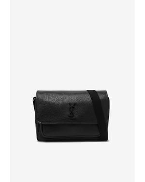 Saint Laurent Niki Hammered Leather Messenger Bag - Black
