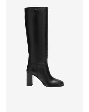 Prada 85 Knee-High Leather Boots - Black