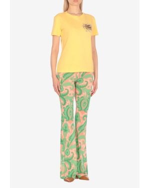 Etro Pegaso Embroidered Crewneck T-Shirt - Yellow