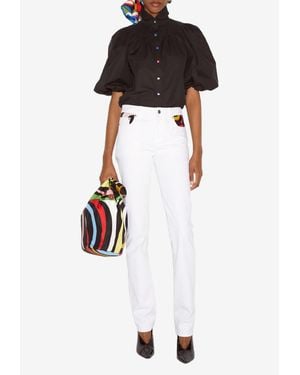 PUCCI Marmo Print Straight-Leg Jeans - Black
