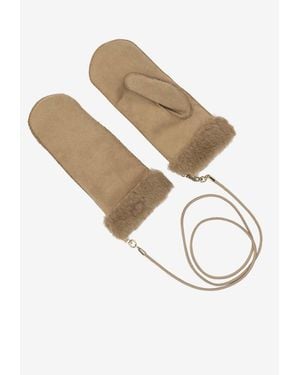 Max Mara Shearling-Trimmed Wool Gloves - White