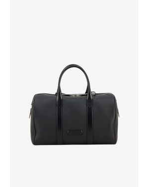 Tom Ford Logo Patch Grained Leather Duffle Bag - Black