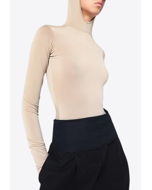 DARKPARK Billie Long-Sleeved Fitted Top With Hood - Blue