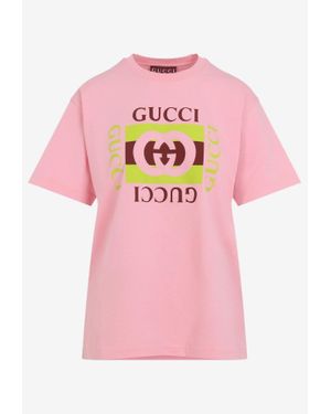 Gucci Logo-Printed Short-Sleeved T-Shirt - Pink