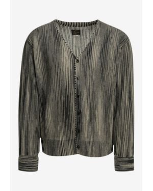 Needles Striped Mohair V-Neck Cardigan - Green