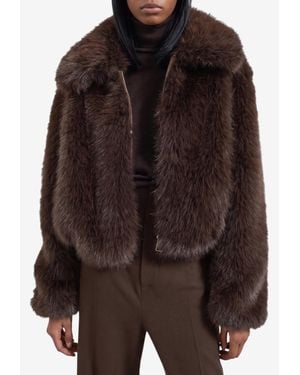 Frankie Shop Hope Short Faux Fur Jacket - Brown