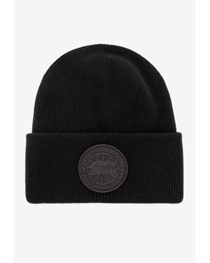 Canada Goose Logo Patch Wool Beanie - Black