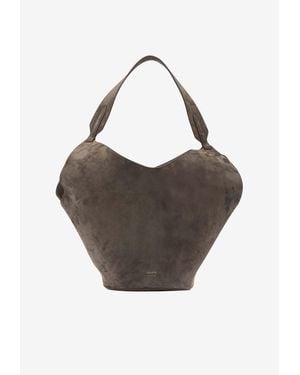 KHAITE Medium Lotus Suede Shoulder Bag - Gray