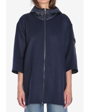 Moncler Logo Patch Zip-Up Cape - Blue