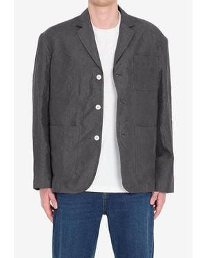 Jacquemus Pastro Micro-Striped Linen Jacket - Grey