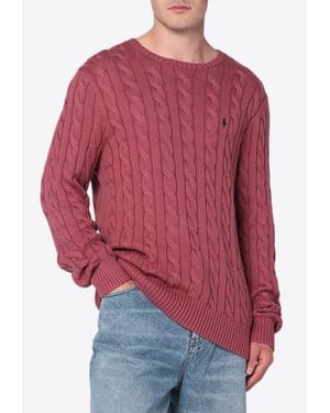Polo Ralph Lauren Cable Knit Logo Sweater - Red