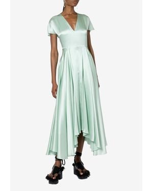 ROKSANDA Noma Asymmetric Silk Midi Dress - Green