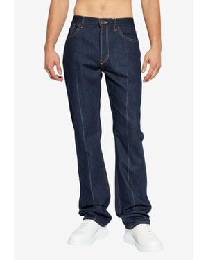 McQueen Straight-Leg Stitched Jeans - Blue