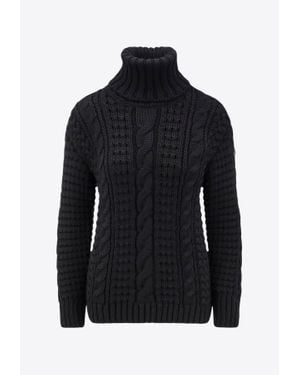 Moncler X Ee72 By Edward Enninful Cable Knit Turtleneck Jumper - Black