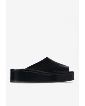 The Row Emi Flatform Leather Sandals - Black