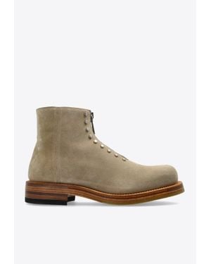 McQueen Maker Zip Suede Ankle Boots - Brown