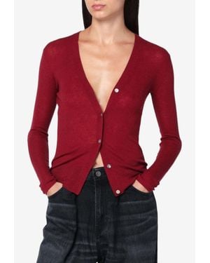 6397 Semi-Sheer Knit Cardigan - Red