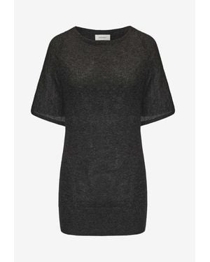 Ruohan Cape Short-Sleeved Cashmere Top - Black
