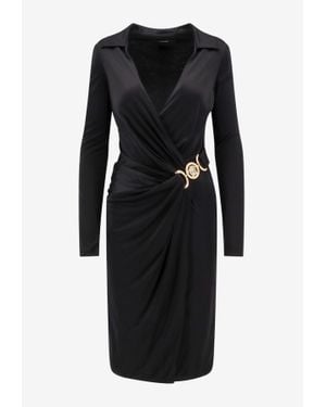 Versace Satin Dress With Safety Pin - Black