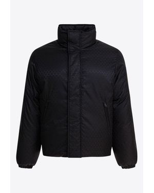 McQueen Skull Jacquard Puffer Jacket - Blue