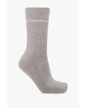 Jacquemus Logo Ribbed Socks - Grey