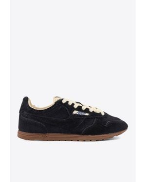 Autry Windspin Metallic Leather Sneakers - Black