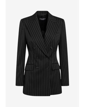 Dolce & Gabbana Double-Breasted Pinstripe Blazer - Black