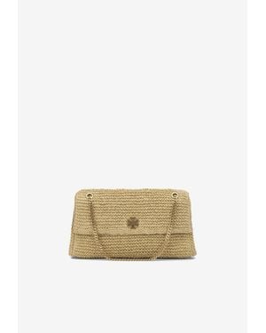 Tory Burch Kira Turnlock Woven Shoulder Bag - Natural