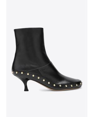 Chloé Junie 55 Studded Leather Ankle Boots - Black