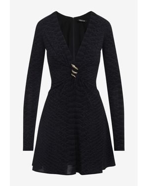 Roberto Cavalli Serpentine Print Mini Dress - Black