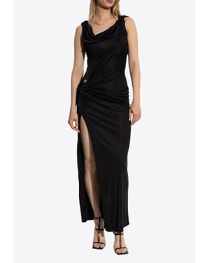 Versace Safety-Pin Gathered Maxi Dress - Black