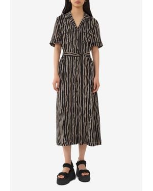 Chloé All-Over Chain Print Midi Shirt Dress - Black