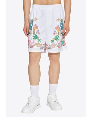 Versace Coral Theater Print Shorts - Blue
