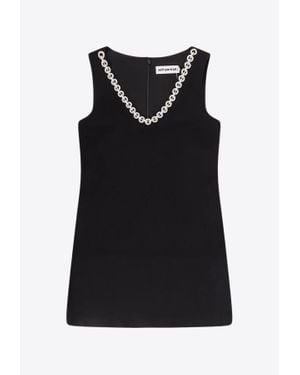 Self-Portrait Embellished V-Neck Mini Dress - Black
