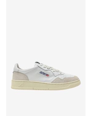 Autry Medalist Leather And Suede Trainers - White