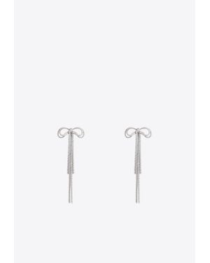 Self-Portrait Double Crystal Bow Earrings - Metallic