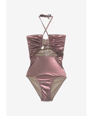 Rick Owens Prong Bather Metallic Halterneck Swimsuit - Multicolour