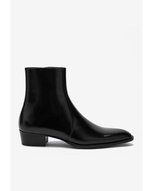Saint Laurent Roman Calf Leather Ankle Boots - Black